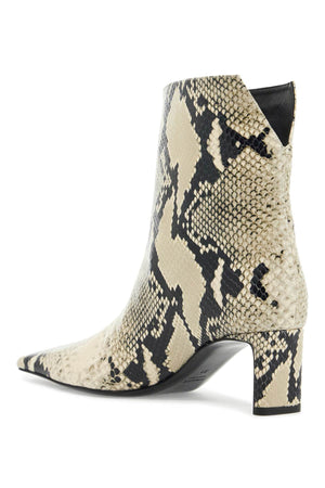 KHAITE Elegant Python Leather Ankle Boots