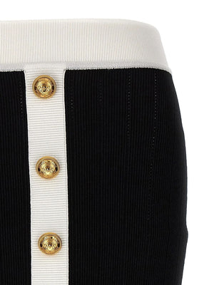 BALMAIN Fashionable Black and White Midi Skirt for Women