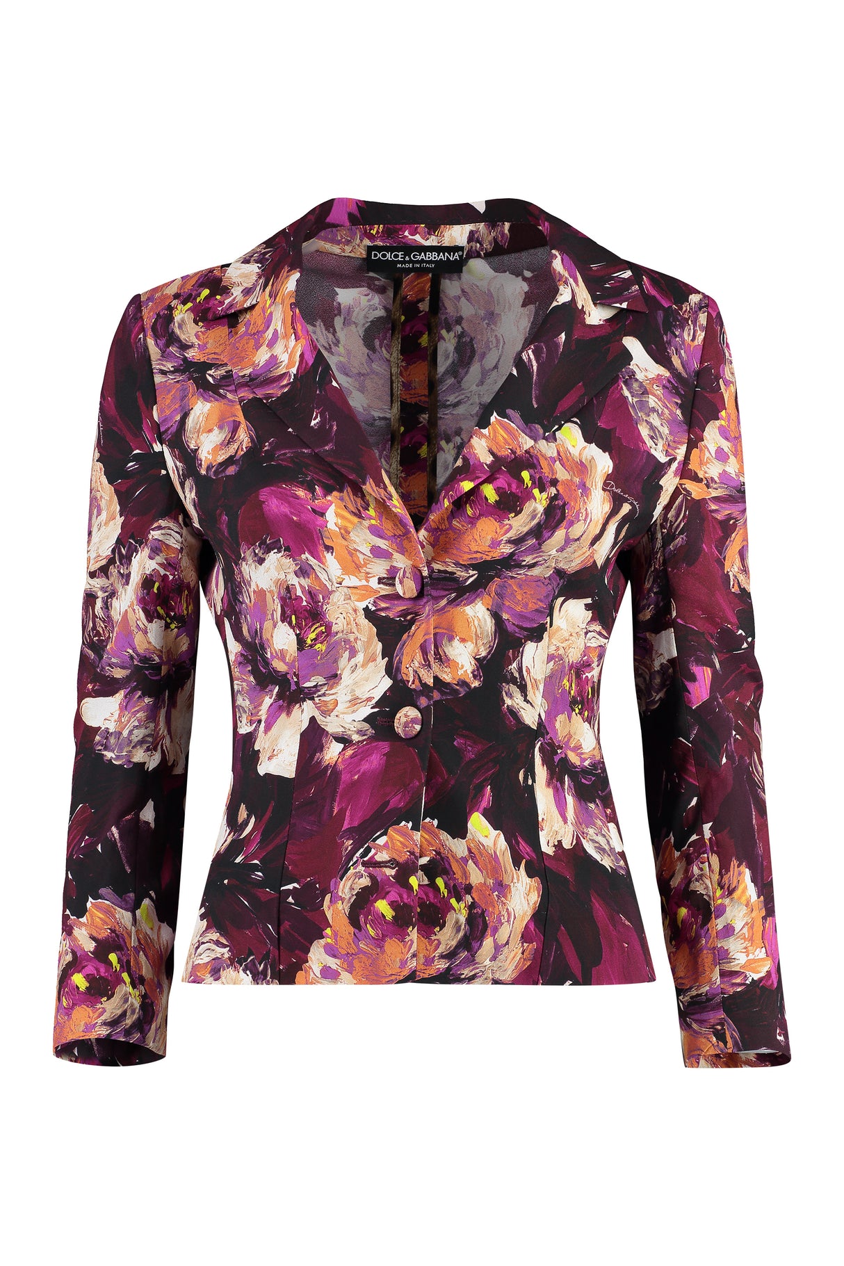 DOLCE & GABBANA Maroon Floral Print Cady Blazer for Women