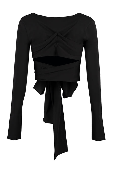 DOLCE & GABBANA Black Long-Sleeved Milan Stitch T-Shirt Shrug for Women