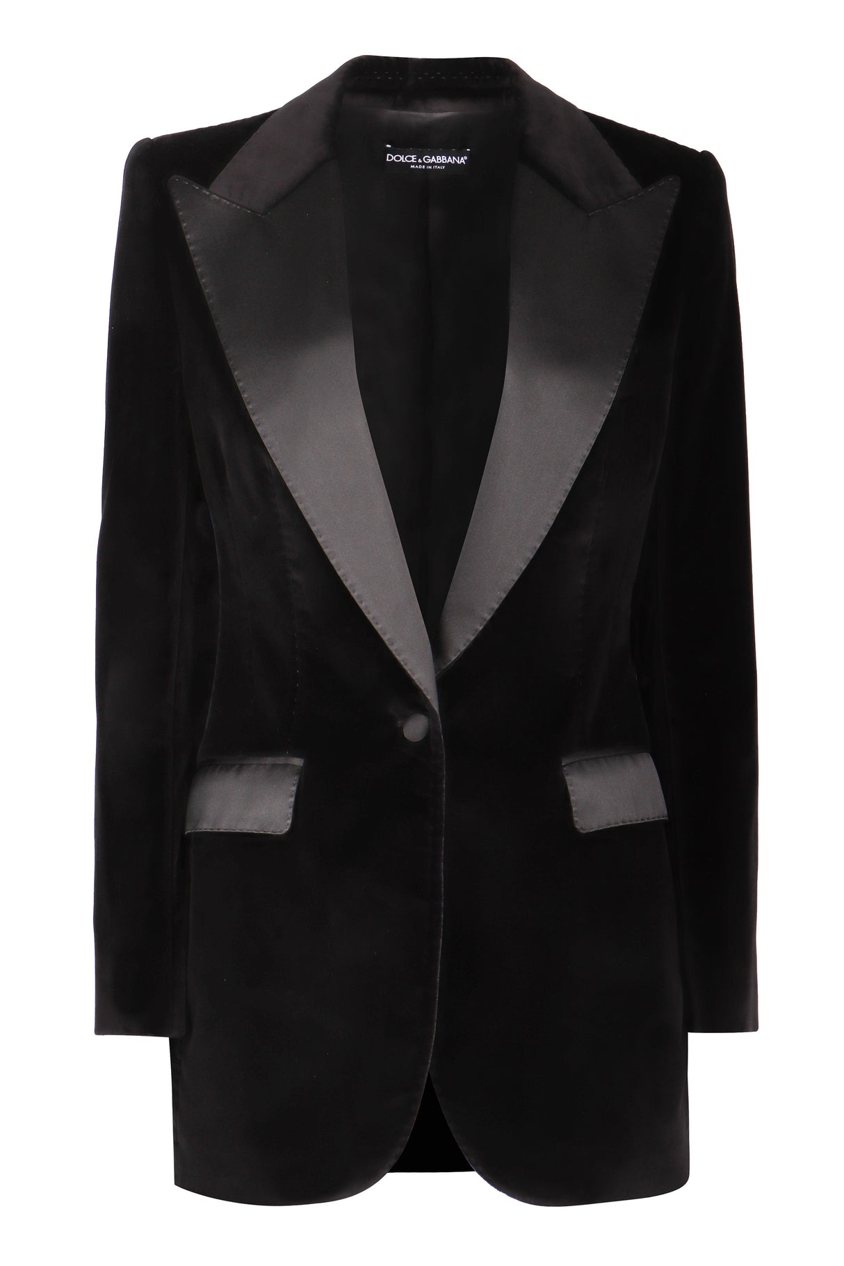 DOLCE & GABBANA Women's Black Velvet Tuxedo Jacket