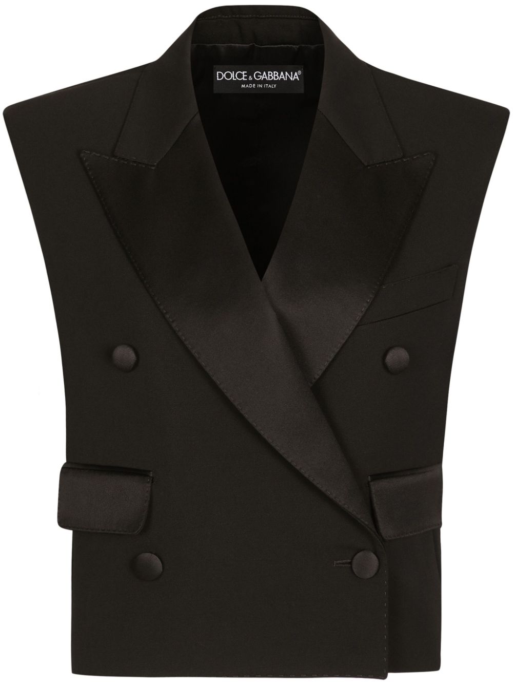 DOLCE & GABBANA Double-Breasted Sleeveless Gabardine Outerwear for Women