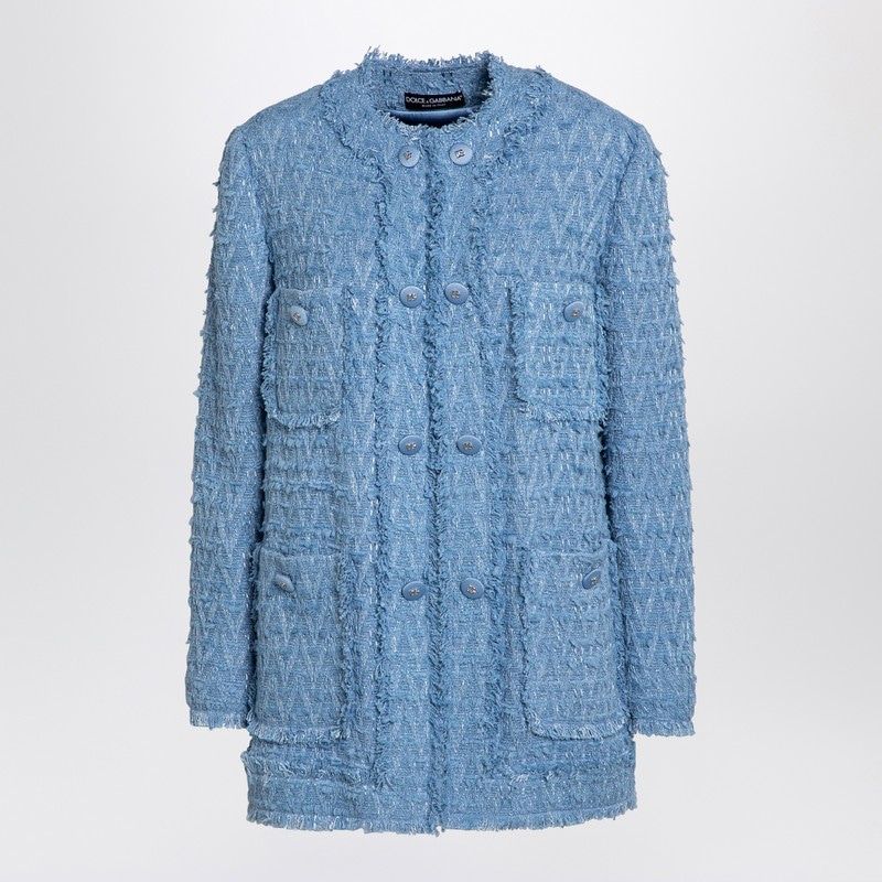 DOLCE & GABBANA Light Blue Single-Breasted Jacket for Women