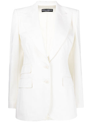 DOLCE & GABBANA White Button Down Blazer for Women from SS24 Collection