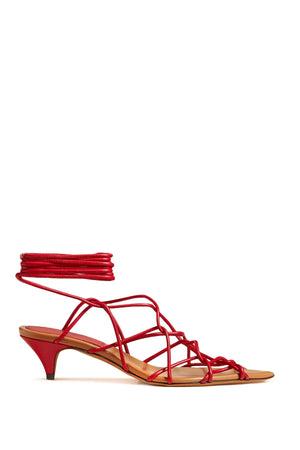 KHAITE Arden Low Heel Ankle-Tie Sandals