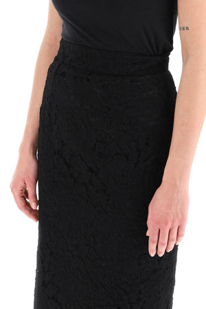 DOLCE & GABBANA Midi See-through Lace Pencil Skirt for Women in Black for FW23