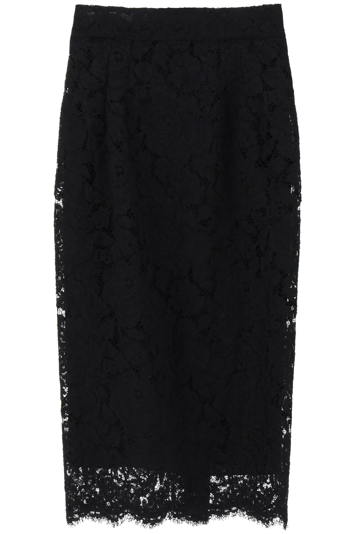 DOLCE & GABBANA Midi See-through Lace Pencil Skirt for Women in Black for FW23