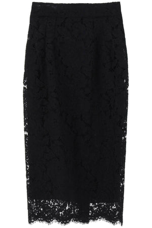 DOLCE & GABBANA Midi See-through Lace Pencil Skirt for Women in Black for FW23