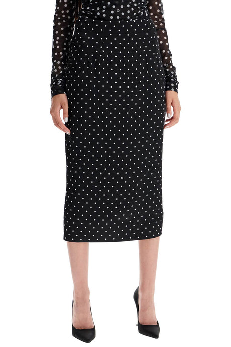 DOLCE & GABBANA Chic Polka-Dot Silk Pencil Skirt