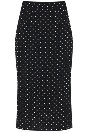 DOLCE & GABBANA Chic Polka Dot Silk-Blend Pencil Skirt