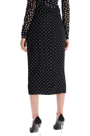 DOLCE & GABBANA Chic Polka Dot Silk-Blend Pencil Skirt