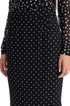 DOLCE & GABBANA Chic Polka Dot Silk-Blend Pencil Skirt