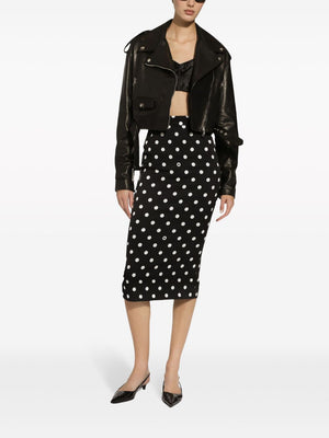 DOLCE & GABBANA Polka Dot Charm Silk Midi Skirt