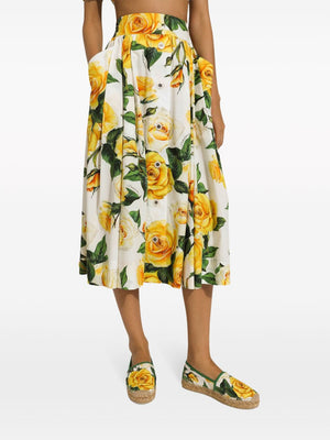 DOLCE & GABBANA Floral Print Circle Skirt - Yellow