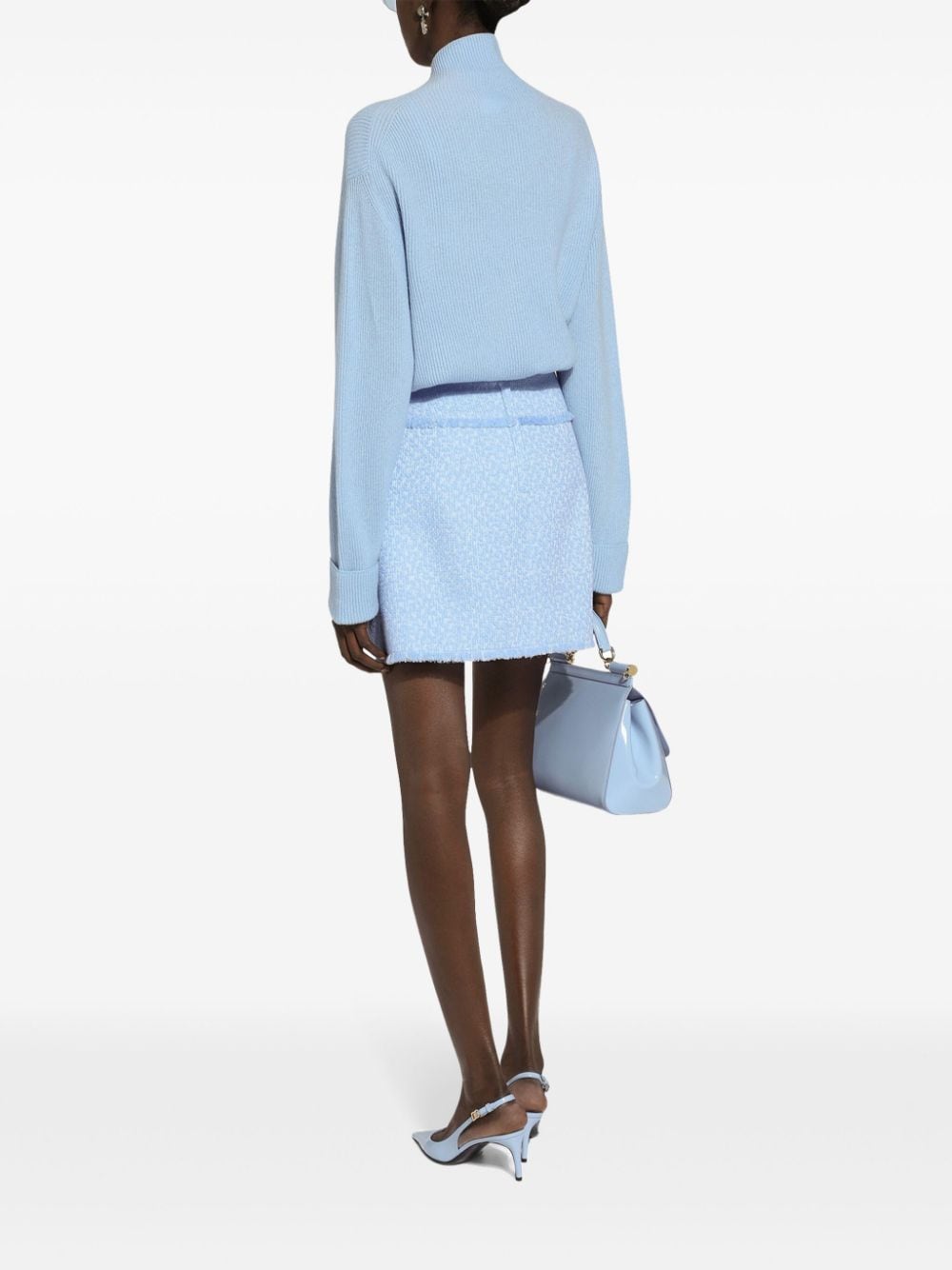 DOLCE & GABBANA Chic Sky Blue Tweed Mini Skirt