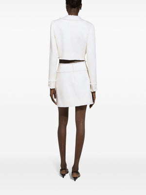 DOLCE & GABBANA Chic Cream Tweed Mini Skirt