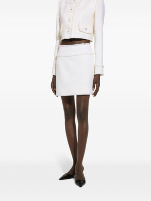 DOLCE & GABBANA Chic Cream Tweed Mini Skirt