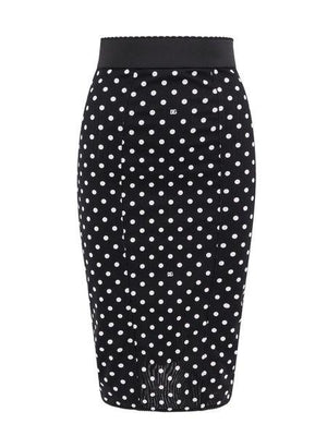 DOLCE & GABBANA Chic Polka-Dot Pencil Skirt with Corset Detail