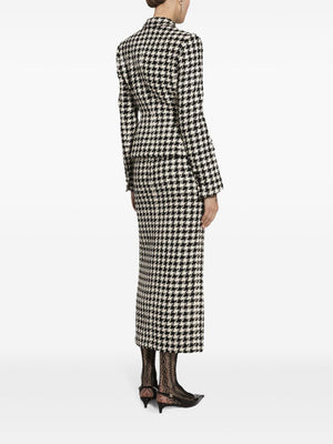 DOLCE & GABBANA Stylish Houndstooth Mini Skirt with Front Slit