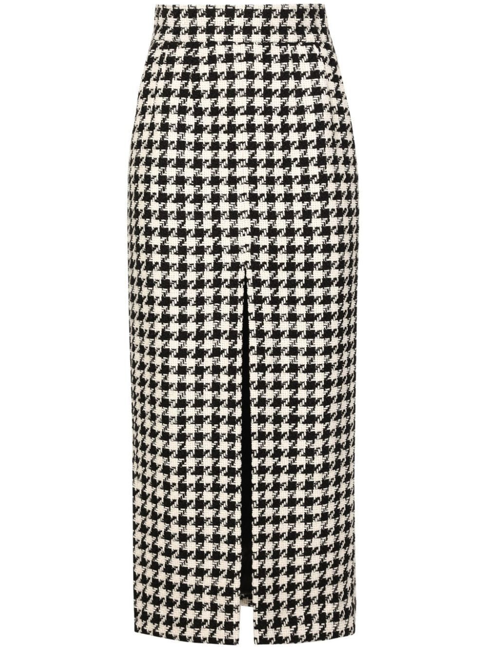 DOLCE & GABBANA Stylish Houndstooth Mini Skirt with Front Slit