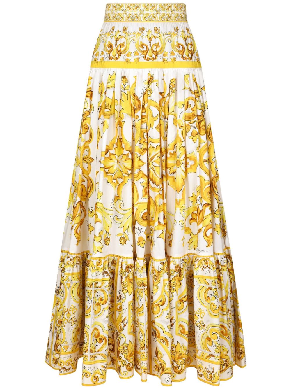 DOLCE & GABBANA Majolica Pleated Cotton Skirt