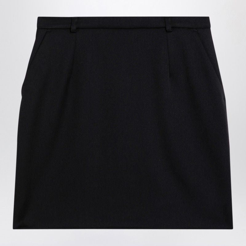 DOLCE & GABBANA High-Waisted Black Virgin Wool Mini Skirt