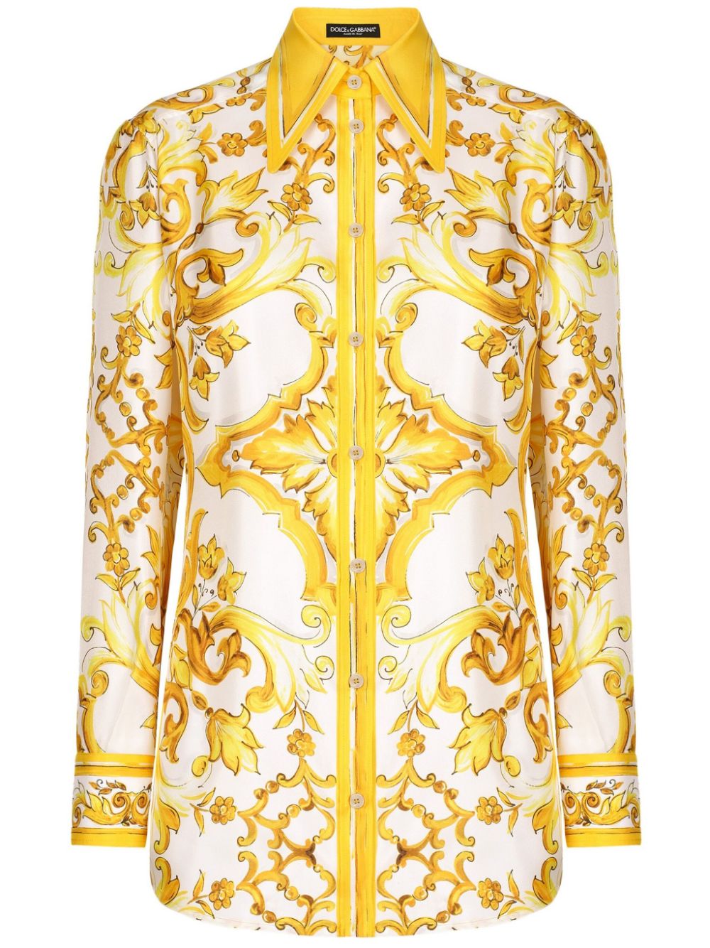 DOLCE & GABBANA Majestic Maiolica Print Silk Shirt