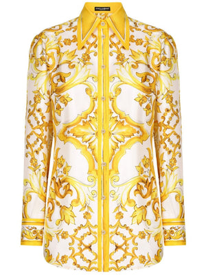 DOLCE & GABBANA Majestic Maiolica Print Silk Shirt