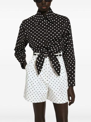 DOLCE & GABBANA Polka Dot Cropped Cotton Shirt