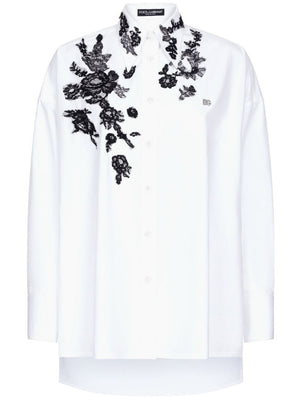 DOLCE & GABBANA White Lace Detail Shirt for Women