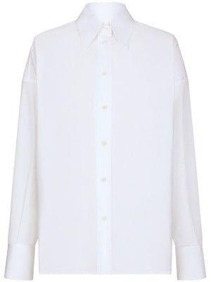DOLCE & GABBANA Stylish White Maxi Shirt with Satin Buttons for Women - FW23 Collection