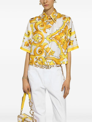 DOLCE & GABBANA Elegant Majolica Print Silk Shirt