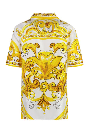 DOLCE & GABBANA Elegant Silk Print Shirt with Side Slits