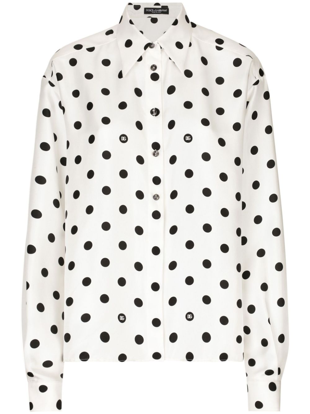 DOLCE & GABBANA Elegant Polka Dot Silk Crop Shirt