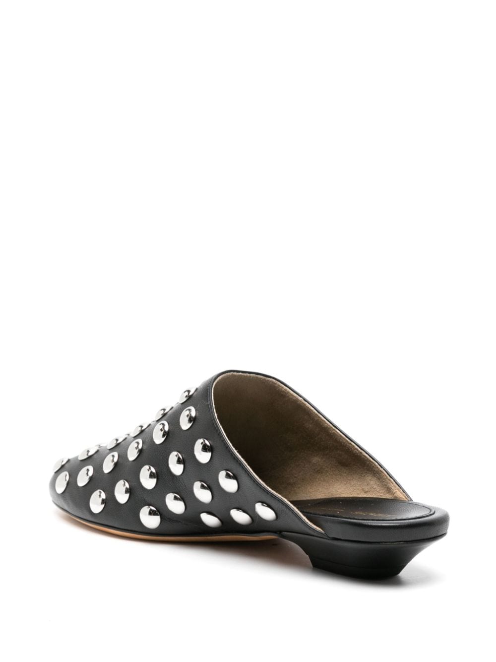 KHAITE Studded Leather Flats for Women with Mirrored Embellishments and Low Stacked Heels