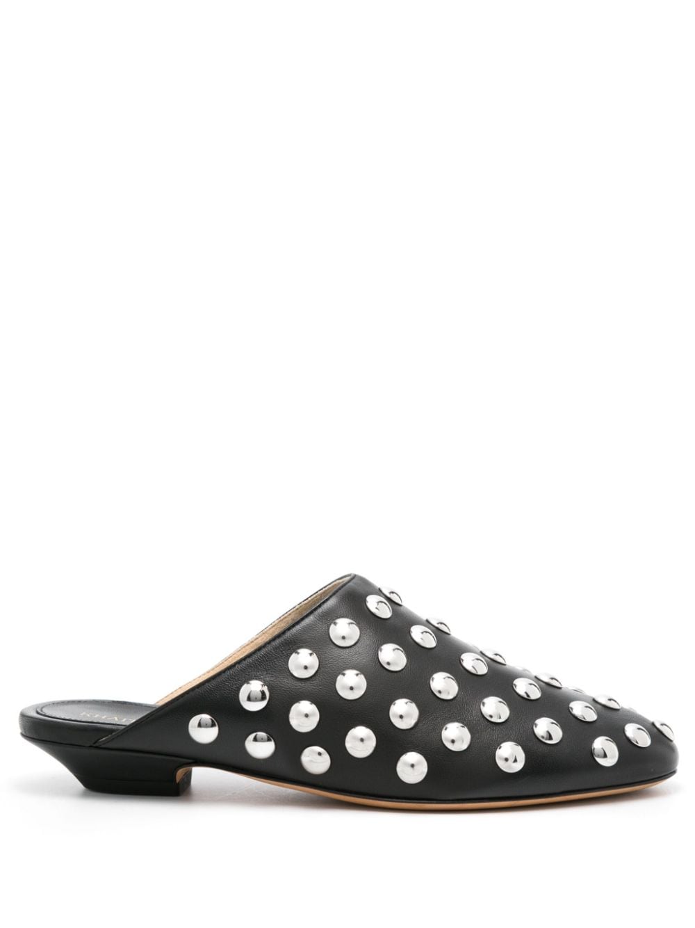 KHAITE Studded Leather Flats for Women with Mirrored Embellishments and Low Stacked Heels