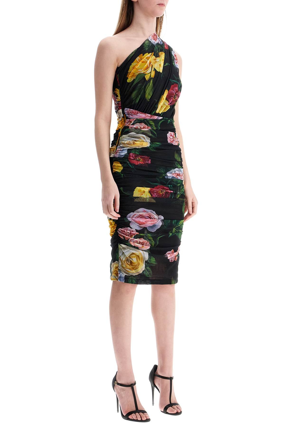 DOLCE & GABBANA Elegant Off-Shoulder Black Floral Dress for Women