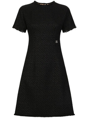 DOLCE & GABBANA Chic Appliqué Logo Bouclé Mini Dress