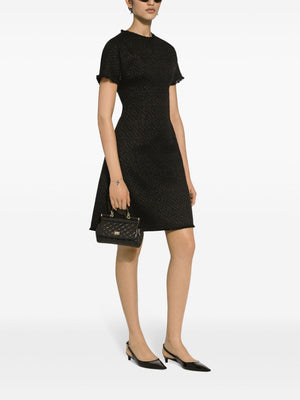 DOLCE & GABBANA Chic Appliqué Logo Bouclé Mini Dress