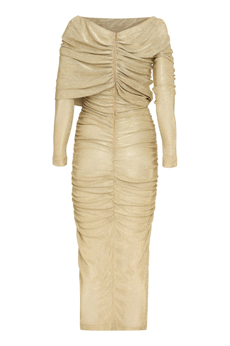 DOLCE & GABBANA Gold Draped Pencil Dress - Fall 2023 Collection