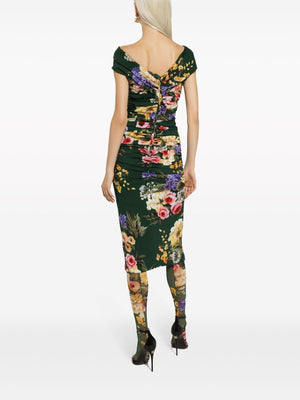 DOLCE & GABBANA Green Floral Draped Vest for Women in SS24 Collection