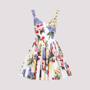 DOLCE & GABBANA Garden Print Bustier Minidress for Women in White