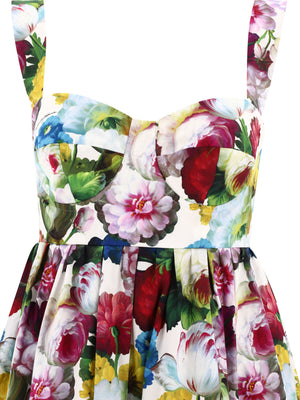 DOLCE & GABBANA Nocturnal Flower Print Short Cotton Corset Dress