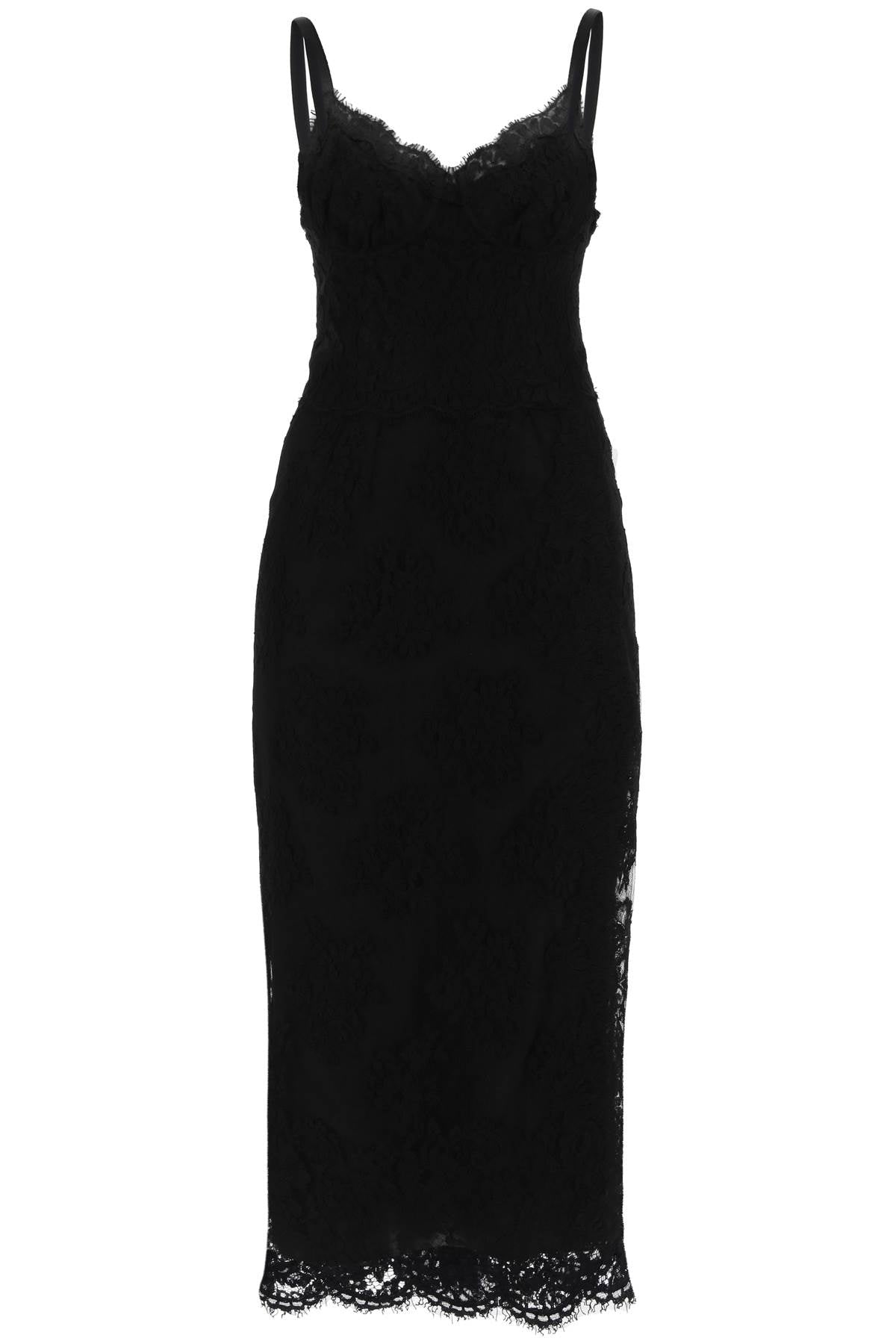 DOLCE & GABBANA Fitted Lace Midi Dress with Slit for Women