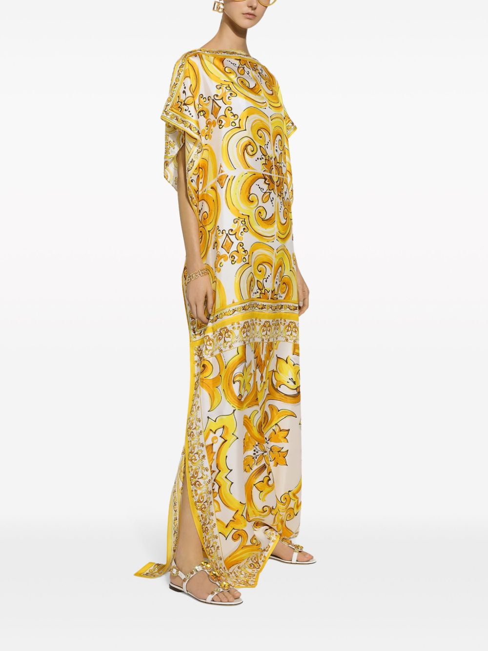 DOLCE & GABBANA Elegant Sunlit Silk Maxi Dress