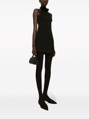 DOLCE & GABBANA Sleek Black Wool Mini Dress for Women