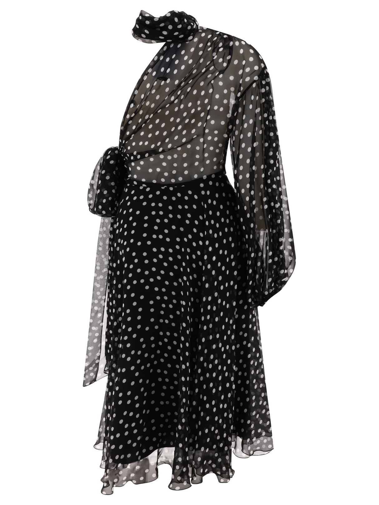 DOLCE & GABBANA Women's White Polka Dot Midi Skirt for Spring/Summer 2024