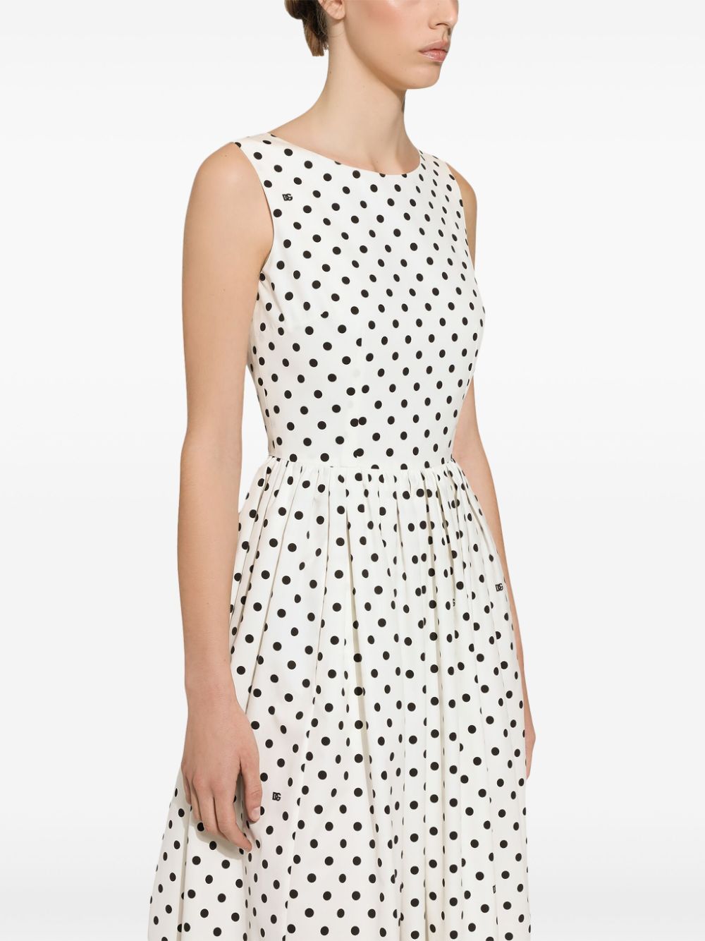 DOLCE & GABBANA Chic Polka Dot Midi Cotton Dress