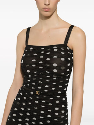 DOLCE & GABBANA Elegant Polka Dot Midi Dress