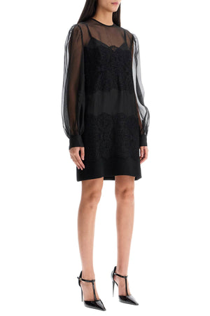 DOLCE & GABBANA Mini Light Knit and Lace Dress